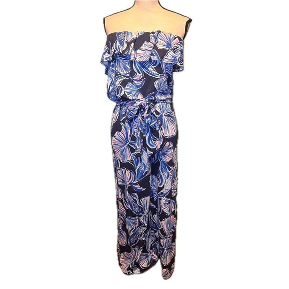 Lily Pulitzer Blue Tube Top Strapless Jumper Sz S - Picture 2 of 5